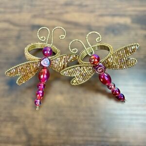 Dragon Fly Jeweled Napkin Rings Set of 2 Kitchen Pier 1 Imports Holiday‎